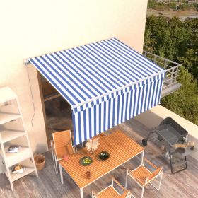Copertina retractabila manual cu stor, albastru/alb, 3,5 x 2,5 m