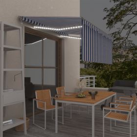 Copertina automata stor/LED/senzor vant albastru/alb 3,5 x 2,5 m