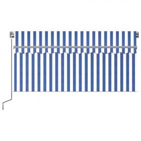 Copertina retractabila manual cu stor, albastru/alb, 3,5 x 2,5 m