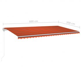 Copertina retractabila manual cu LED, portocaliu/maro, 600 x 300 cm