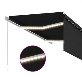 Copertina retractabila manual cu stor/LED, antracit, 3,5 x 2,5 m