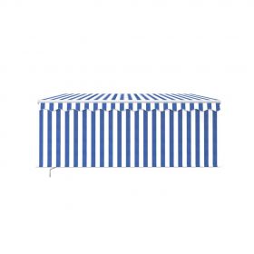 Copertina retractabila manual cu stor, albastru/alb, 3,5 x 2,5 m