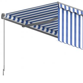 Copertina retractabila manual cu stor, albastru/alb, 3,5 x 2,5 m