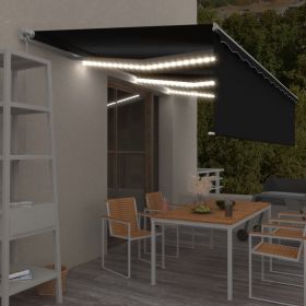 Copertina retractabila manual cu stor/LED, antracit, 6 x 3 m