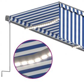 Copertina automata stor/LED/senzor vant albastru/alb 3,5 x 2,5 m