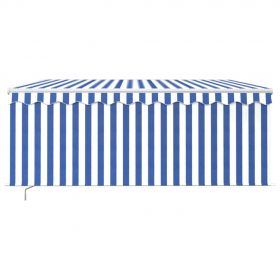 Copertina retractabila manual cu stor/LED albastru/alb 3,5 x 2,5m