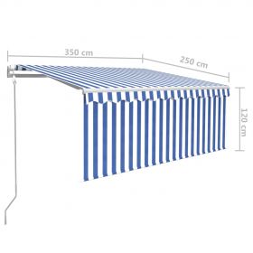 Copertina retractabila automat cu stor, albastru/alb, 3,5 x 2,5 m
