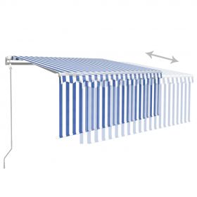 Copertina retractabila automat cu stor, albastru/alb, 3,5 x 2,5 m