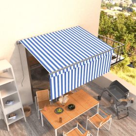Copertina retractabila manual cu stor, albastru/alb, 3,5 x 2,5 m