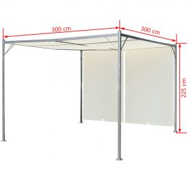 Pergola din otel cu acoperis rabatabil, 300 x 300 cm, alb crem