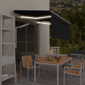 Copertina retractabila manual cu stor/LED, antracit, 3,5 x 2,5 m