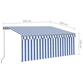 Copertina retractabila manual cu stor, albastru/alb, 3,5 x 2,5 m