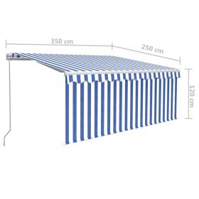 Copertina retractabila manual cu stor, albastru/alb, 3,5 x 2,5 m