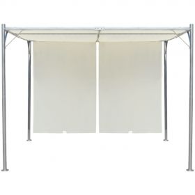 Pergola din otel cu acoperis rabatabil, 300 x 300 cm, alb crem