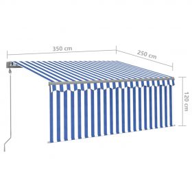 Copertina retractabila automat cu stor, albastru/alb, 3,5 x 2,5 m