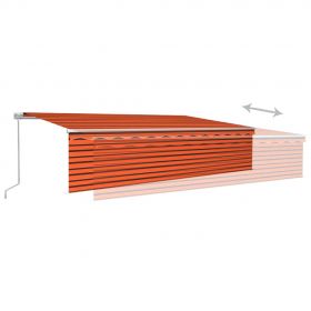 Copertina retractabila manual cu stor/LED portocaliu/maro 6 x 3 m