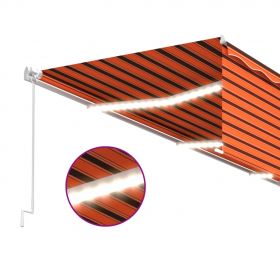 Copertina retractabila manual cu stor/LED portocaliu/maro 6 x 3 m
