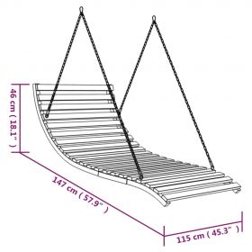 Balansoar pat, 115 x 147 x 46 cm, lemn masiv curbat cu finisaj tec