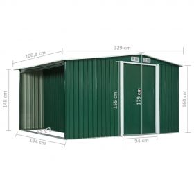 Sopron de gradina cu usi glisante, 329,5 x 205 x 178 cm, otel