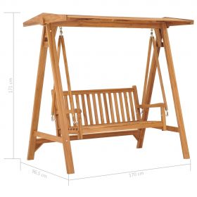 Balansoar cu perna, 170 x 96.5 x 171 cm, lemn masiv de tec
