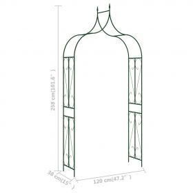 Arcada de gradina, verde inchis, 120 x 38 x 258 cm, fier