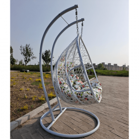 Scaun agatat dublu, alb/model floral, DALVEA 2 NEW
