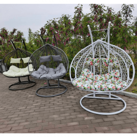 Scaun agatat dublu, alb/model floral, DALVEA 2 NEW