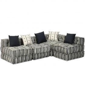 Canapea puf modulara cu 4 locuri, material textil, 200 x 132 x 58 cm