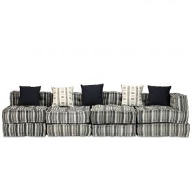 Canapea puf modulara cu 4 locuri, material textil, 200 x 132 x 58 cm