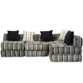 Canapea puf modulara cu 4 locuri, material textil, 200 x 132 x 58 cm
