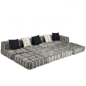 Canapea puf modulara cu 4 locuri, material textil, 200 x 132 x 58 cm