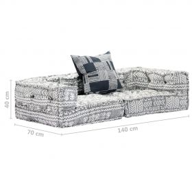 Canapea puf modulara cu 2 locuri, material textil
