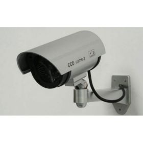 Camera de supraveghere, falsa, protectie, gri, fake camera, lumina rosie
