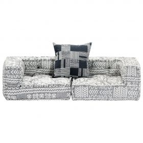 Canapea puf modulara cu 2 locuri, material textil