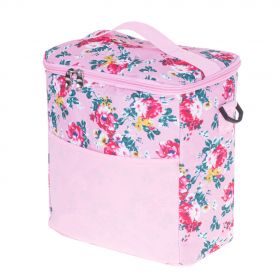Geanta termoizolanta pentru picnic sau plaja, capacitate 11l, roz cu flori
