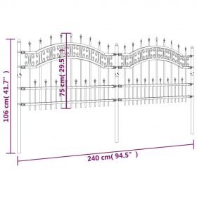 Gard gradina cu varfuri negru 115 cm otel vopsit electrostatic