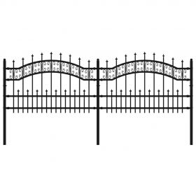 Gard gradina cu varfuri negru 115 cm otel vopsit electrostatic
