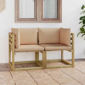 Canapele coltar gradina cu perne 2 buc. lemn pin verde tratat Antracit