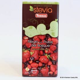 Ciocolata neagra 58% cu fructe de padure Stevia 125g - TORRAS