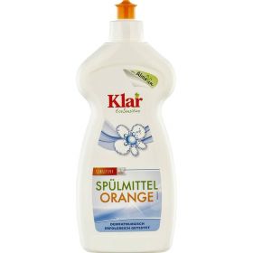 Detergent lichid ecologic pentru vase, sensitiv, cu portocala, 500 ml, Klar