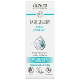 Crema Hidratanta pentru Tenul Normal si Mixt cu Aloe Vela si Jojoba Basis Sensitiv Lavera, 50ml