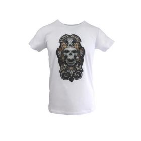 Tricou barbat Scarface, alb cu desen craniu 3D, marime S