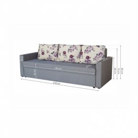 Canapea extensibila Firenze Grey Magnolia 218x85x85 cm, cu lada de depozitare