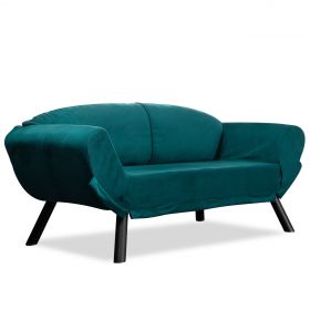 Canapea extensibila Genzo, Futon, 2 locuri, 177x81x87 cm, metal, petrol blue