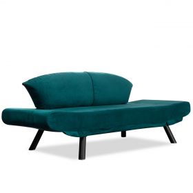 Canapea extensibila Genzo, Futon, 2 locuri, 177x81x87 cm, metal, petrol blue