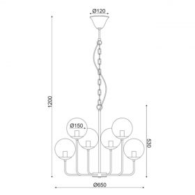Candelabru Aca Lighting, DELOS, 65x120 cm, 6xE14, 40W, transparent