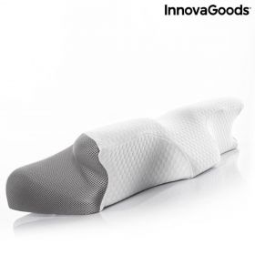 Perna cervicala viscoelastica, InnovaGoods, Conforti, contur ergonomic, 62 x 36 x 14 cm, alb/gri