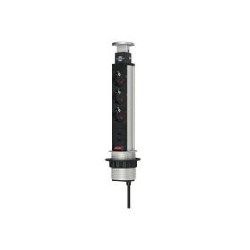 Coloana 3 prize Schuko si doua USB incorporabila in blat Lift Box, finisaj aluminiu - Maxdeco
