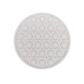 Antistres din silicon, POP IT NOW, Forma cerc ,Alb, 13 CM