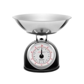 Cantar mecanic de bucatarie ETA Storio 5777 NEGRU, 5 kg, precizie 25g, vas 5 L din otel inoxidabil